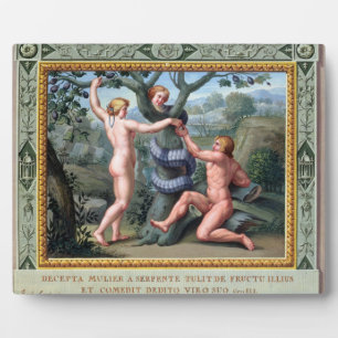 Plaque Photo Adam et Eve avec le Serpent, illustration de t