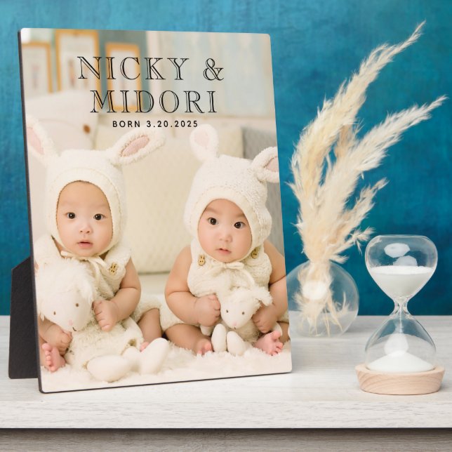 Plaque Photo Adorable Twins Photo (Côté)