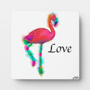 Plaque Photo Amour - Flamant Abstrait