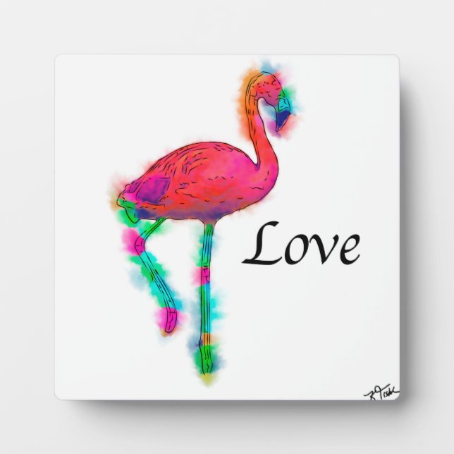 Plaque Photo Amour - Flamant Abstrait (Devant)