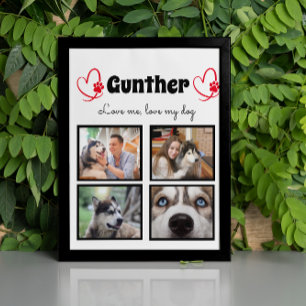 Plaque Photo Amoureux des chiens 4 photo collage customisé tabl