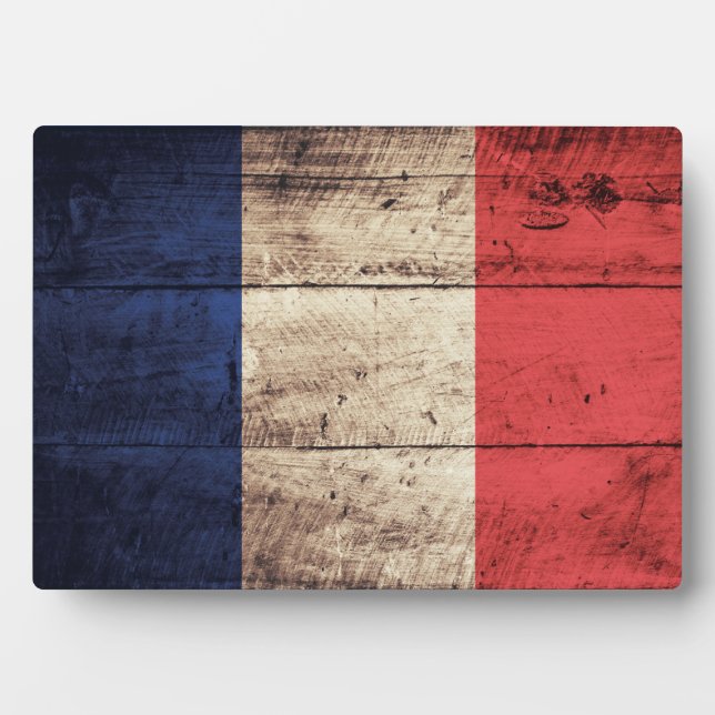 Plaque Photo Ancien Drapeau De France En Bois ; (Devant)
