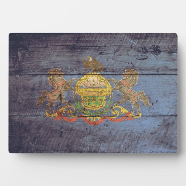 Plaque Photo Ancien drapeau en bois de Pennsylvanie ; (Devant)