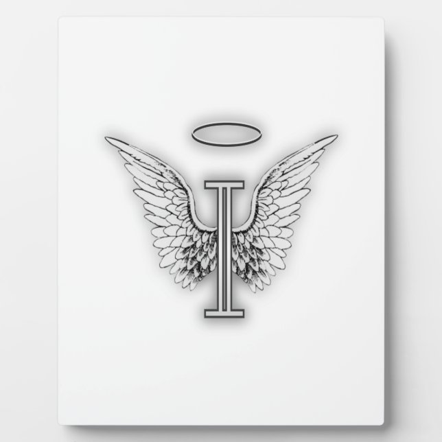Plaque Photo Angel Alphabet I Lettre Initiale Ailes Halo (Devant)