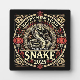 Plaque Photo Année du serpent 2025, Nouvel An chinois, Vintage