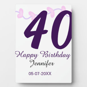 Plaque Photo anniversaire 40 ans ajouter nom date année épingle