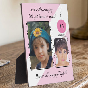 Plaque Photo Anniversaire incroyable 16 ans nom date photos ros