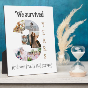 Plaque Photo Anniversaire Mariage de trois ans