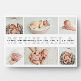 Plaque Photo Annonce de naissance personnalisée sur socle avec
