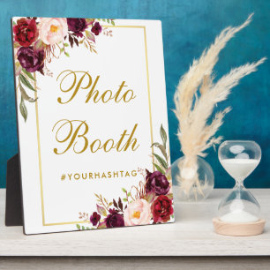 Plaque Photo Aquarelle Burgundy Gold Mariage Photo Booth