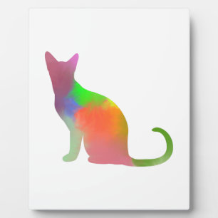 Plaque Photo Aquarelle Chat Silhouette