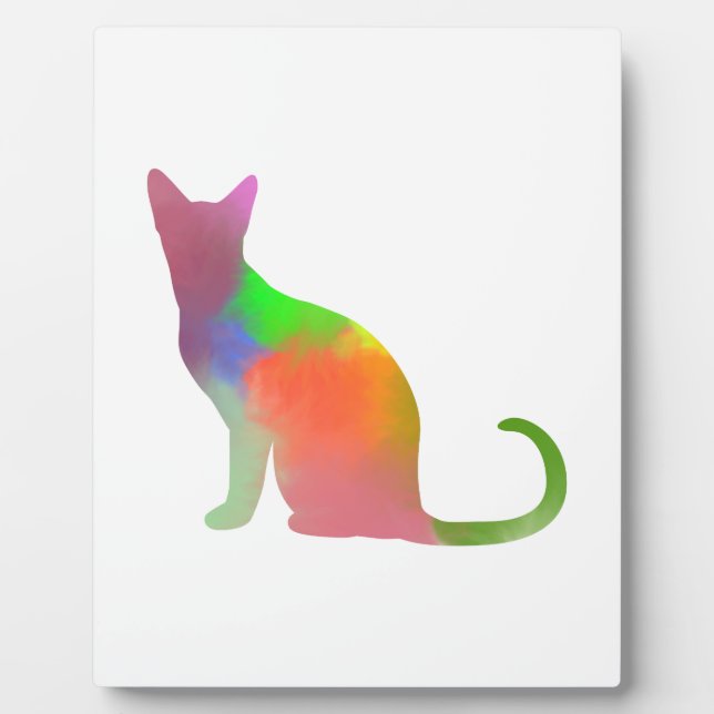 Plaque Photo Aquarelle Chat Silhouette (Devant)