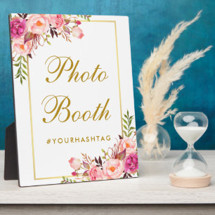 Plaque Photo Aquarelle Floral Rose or Mariage Photo Booth