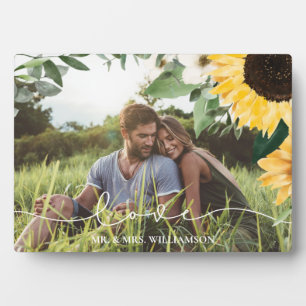 Plaque Photo Aquarelle jaune moderne tournesols Mariage photo