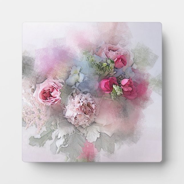 Plaque Photo Aquarelle Modèle tendance Fleurs Roses Florales (Devant)