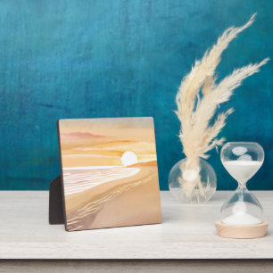 Plaque Photo Aquarelle Sunset Beach   Beau Jaune