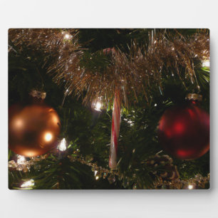 Plaque Photo Arbre de Noël II Vacances Rouge et Or