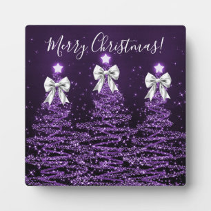 Plaque Photo Arbres de Noël violets de vacances élégants Rubans