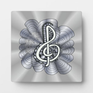 Plaque Photo Argent Clé Treble personnalisable