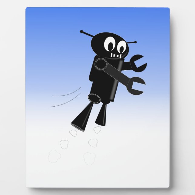 Plaque Photo Arrière - plan Black Flying Robot Blue Sky (Devant)