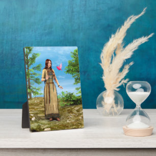 Plaque Photo Art de femme amérindienne forêt oiseau