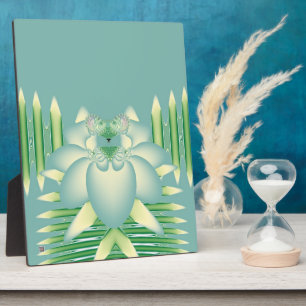 Plaque Photo Art Déco Fleur Fractale Lotus Menthe
