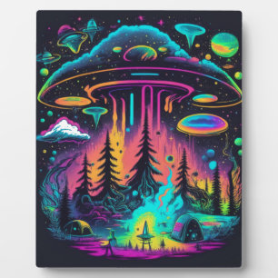 Plaque Photo Art Imaginaire UFO psychédélique