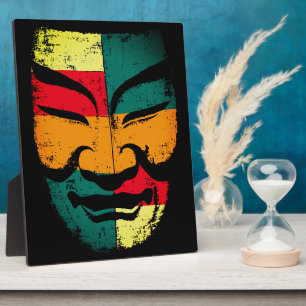 Plaque Photo Art mural de masque tribal abstrait – Distressé co