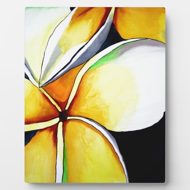Plaque Photo Art original de la fleur Tropical Jaune Frangipani (Devant)