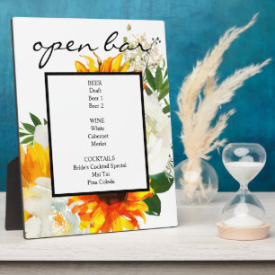 Plaque Photo Artsy Tournesol Blanc Floral Bar Signal Easel