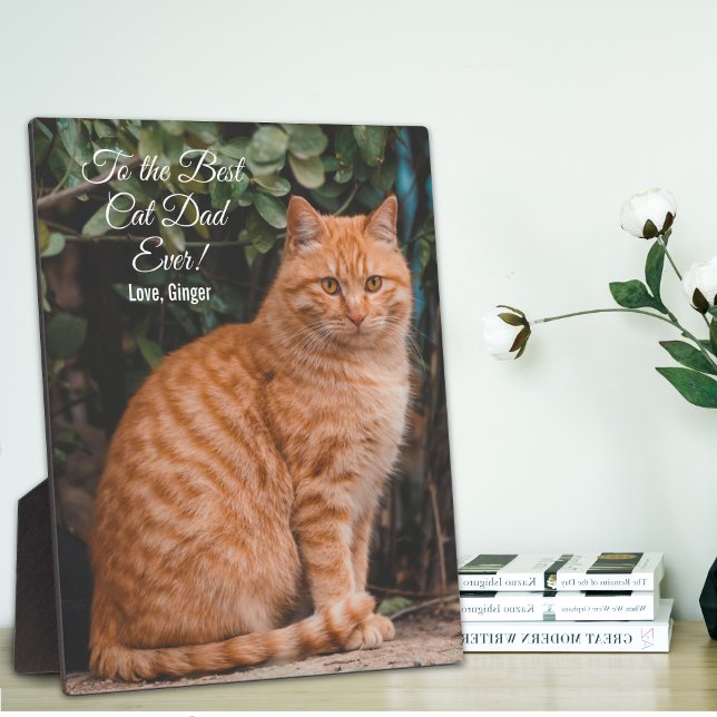 Plaque Photo Au meilleur chat papa jamais photo personnalisée (Créateur téléchargé)