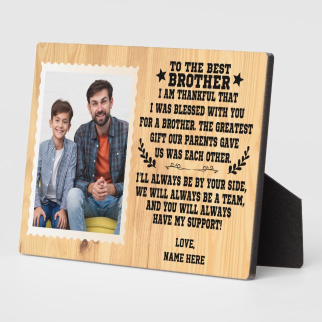 Plaque Photo Au Meilleur Frère de Soeur ou Frère & Photo (Côté)