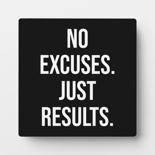 Plaque Photo Aucun Excuses, juste des résultats - Motivationnel (Devant)