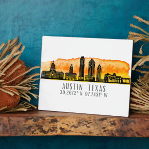 Plaque Photo Austin Skyline Latitude