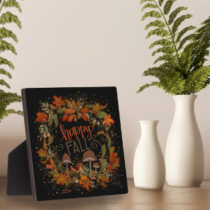 Plaque Photo Automne Feuilles Champignon Assez Heureux Automne