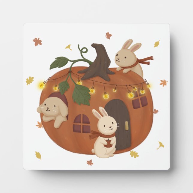 Plaque Photo Automne incroyable : Lapin et Citrouille (Devant)