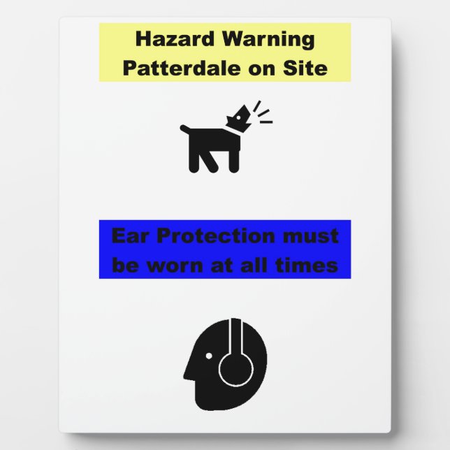 Plaque Photo Avertissement de danger de Patterdale Terrier ! (Devant)