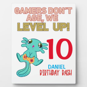 Plaque Photo Axolotl Gamer Birthday Boy Video Game Party 