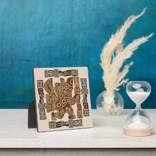 Plaque Photo Aztec Eagle Guerrier Tribal Art antique
