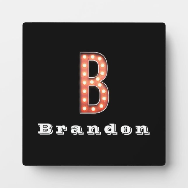 Plaque Photo B Ampoule Marquee Monogram Personnalisée (Devant)