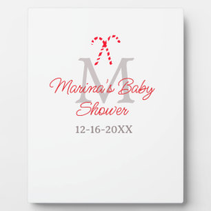 Plaque Photo Baby shower sucre de canne Noël monogramme