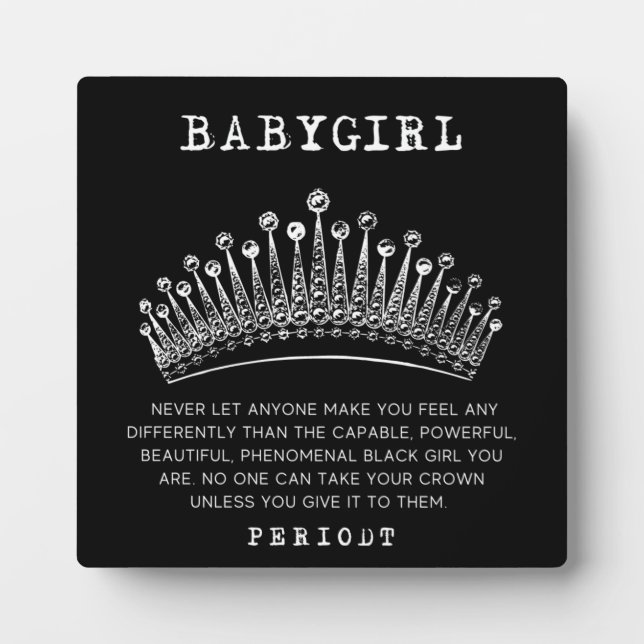 Plaque Photo Babygirl - Phenomenal Black Girl (Devant)