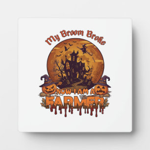 Plaque Photo Balai Brisé Ferme Halloween Sorcière Maison Hantée