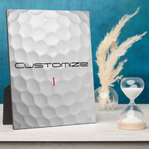 Plaque Photo Balle de golf blanche texturée avec nom et numéro 