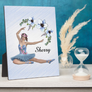 Plaque Photo Ballerina en bleu Nom personnel