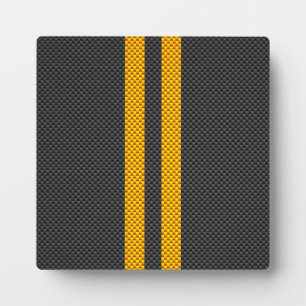 Plaque Photo Bandes de course jaunes en style carbone