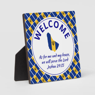 Plaque Photo BARBADOS FLAG Christian Welcome