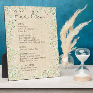 Plaque Photo Barre de Mariage rustique - Fleurs du souffle du b