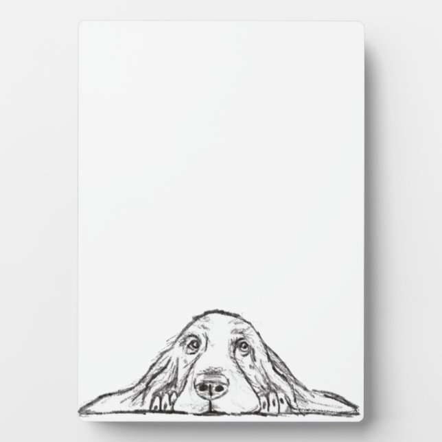 Plaque Photo basset blanc (Devant)