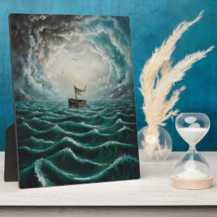 Plaque Photo Bateau Solitaire dans des Mers Turbulentes Paysage